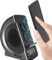 Wireless Speaker met draadloze telefoon charger/muziek/Bluetooth/Led klok/wekker/FM/AUX/TF Card Telefoonhouder