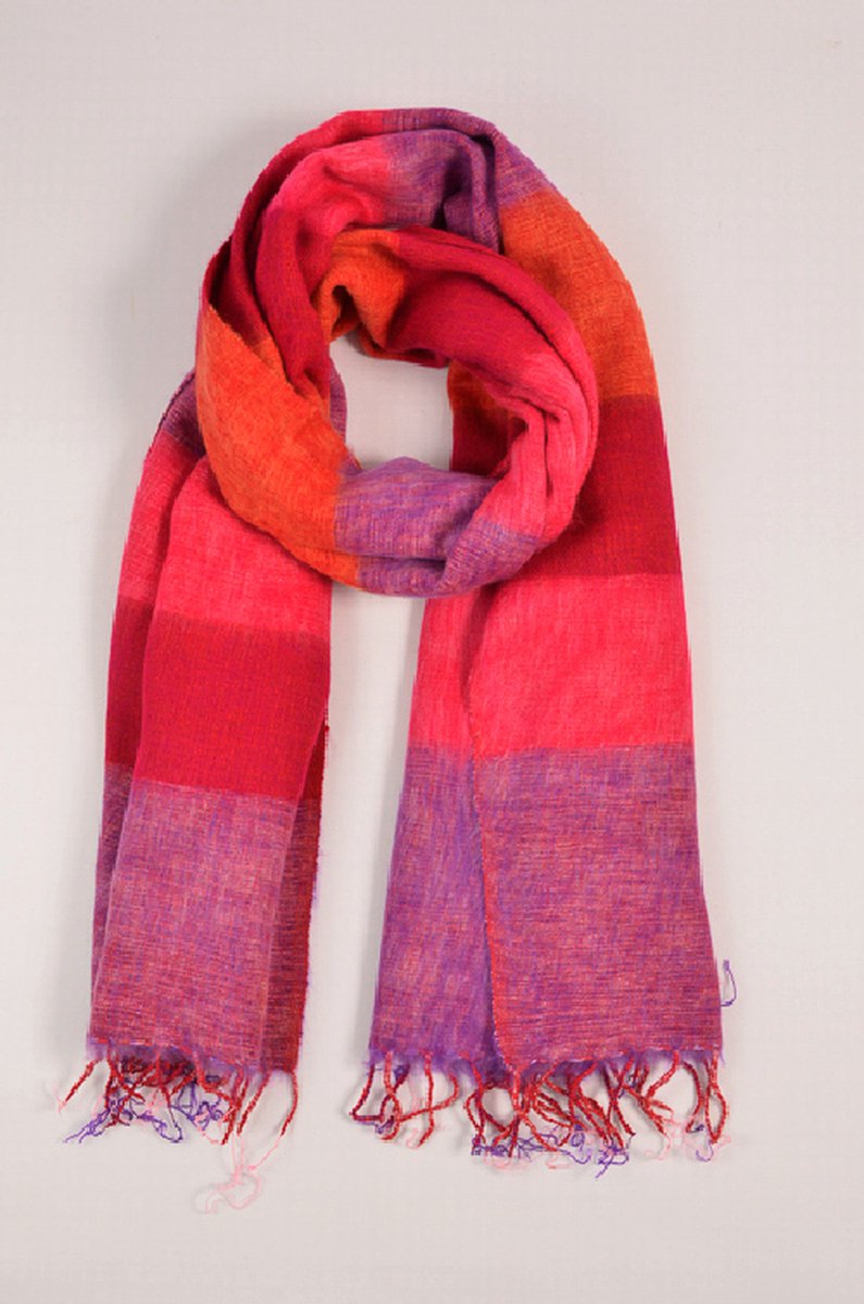 Nepal sjaal en omslagdoek Paars-Cerise-Roze