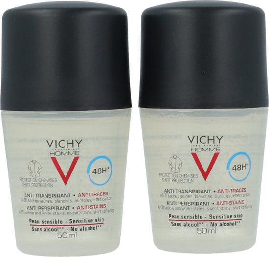 Vichy Homme Deo Roll-on Antitranspirante 48h - 2 x 50 ml