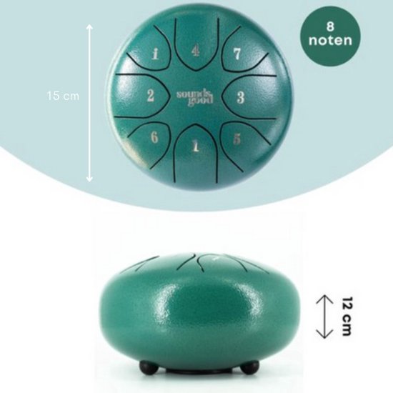 Stalen tongdrum, tongtrommel, 8 tonen, 15 cm schijftrommel