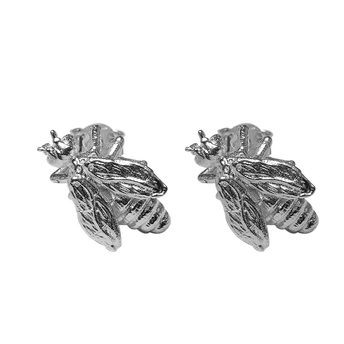 HÕBE – Bee oorbellen – 925 Sterling Zilver – Gerecycled Zilver– Handgemaakte Sieraad – Accessories – Dames Oorbellen – 1.5cm