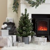 Home 76cm Besneeuwde Kerstboom Met Warm Witte Lichten & Mand