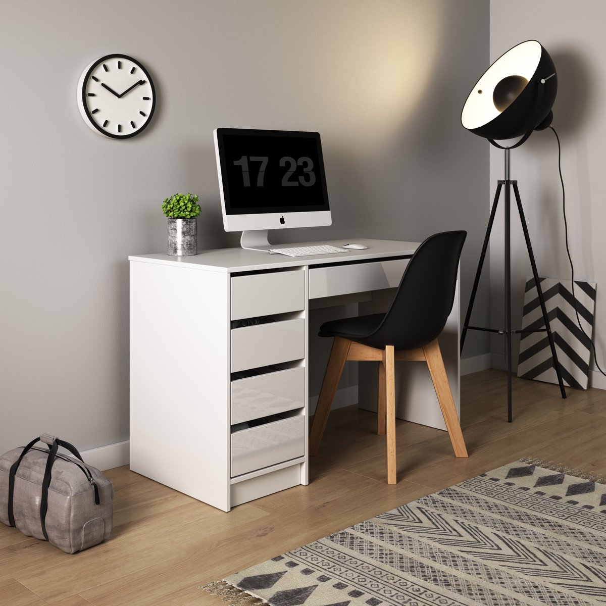 Coleshome Schrijftafel met 8 Stoffen laden, 120 x 48 cm, Brun Bureau