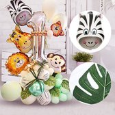 48 Stks/set Jungle Animal Party Folie Nummer Ballonnen Set Forest Safari Jungle Giraffe Kids 1-9th Birthday Party Decors