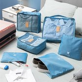 Koffer organizer - Packing Cubes - 6 Delige koffer organizer -Kleding organizer - Kofferset - Koffer handbagage - Reistas - Toilettas - Blauw