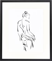 Ingelijste digitale print Naakte vrouw 53x63x3cm zwart wit