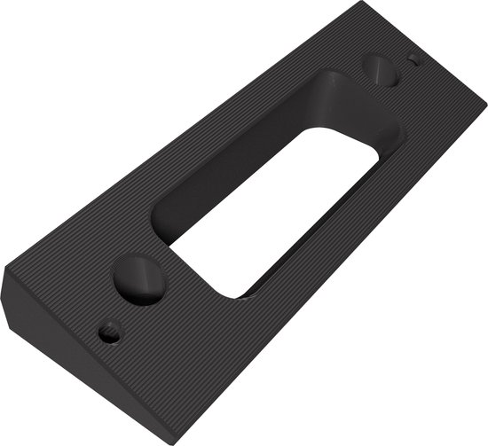 Zwarte 22 graden hoekbeugel voor Ring Video Doorbell Wired, met ribbelpatroon.