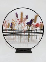 Droogbloemen | Decoratie cirkel op voet | Pastelkleuren| 30×30
