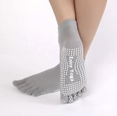 Yogasokken - Yoga sokken - Grijs - Maat 36-40 - Teensokken - Antislip - Pilatessokken - Sportsokken