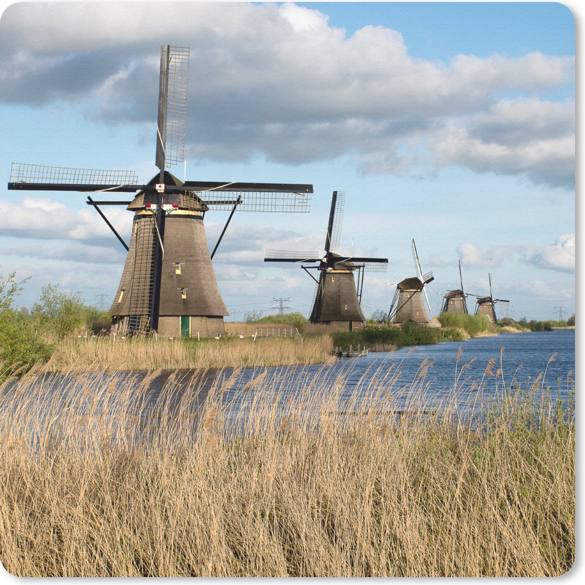 Muismat 20x20 cm - Mousepad Molen - Landschap - Nederland - Muismatten