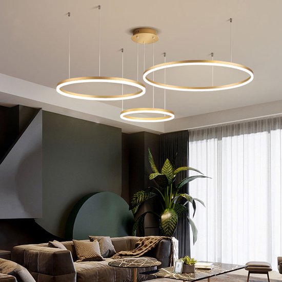 Kroonluchter minimalistisch van - 3 lichtbronnen - L.80 x H.120 cm - zwart