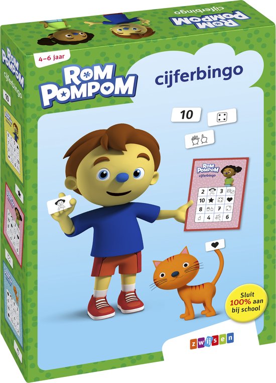 Bordspel: Rompompom  -   Rompompom cijferbingo, van het merk Uitgeverij Zwijsen