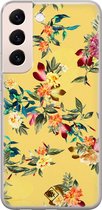 Samsung S22 hoesje siliconen - Floral days | Samsung Galaxy S22 case | geel | TPU backcover transparant