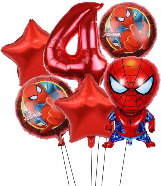 Spiderman Marvel Hero Party Ballon 6 stuks Folie Ballon Verjaardag - Kinderfeestje - Versiering - Decoratie  Nummer 4
