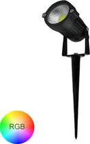 TUINSPOT MET GRONDPEN - 6W - RGB - IP65 - Prikspot - Tuinverlichting - Padverlichting - Met aansluitsnoer - “IS NIET BESTUURBAAR”