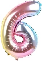 Folieballon / Cijferballon Multicolor XL - getal 6 - 82cm
