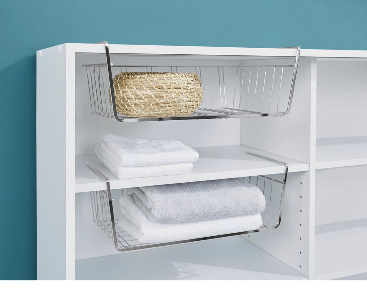 Onderkast opbergmand, 2 stuks hangmand metaal ophangmand rek onder kast ophangmand metaal mand-organisator rekhangmand voor keuken, kantoor, eetkamer, badkamer, kast (Zwart