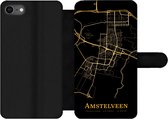 Bookcase Geschikt voor iPhone 7 telefoonhoesje - Amstelveen - Stadskaart - Goud - Met vakjes - Wallet case met magneetsluiting