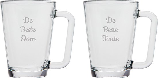 Gegraveerde theeglas 26cl De Beste Tante-De Beste Oom