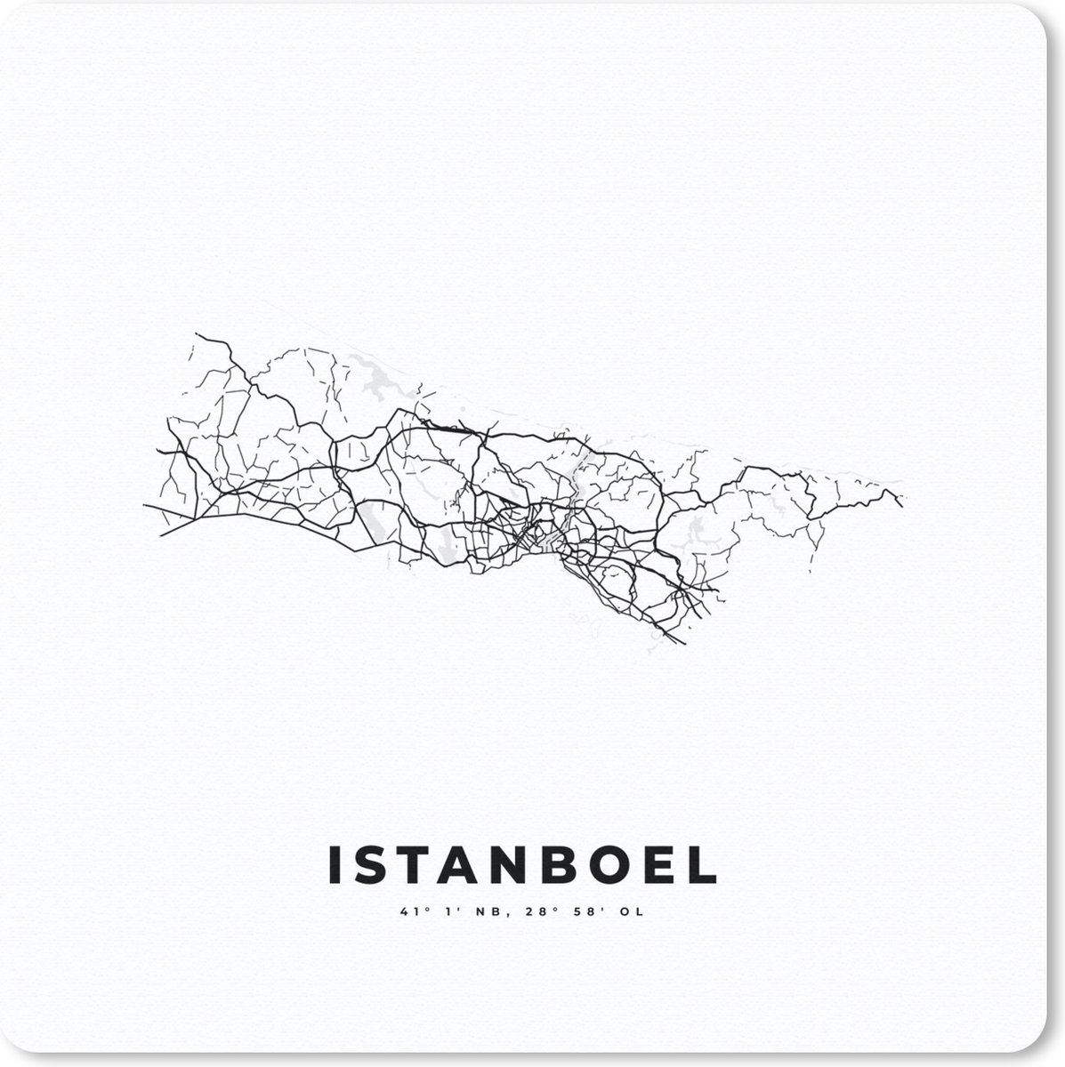 Muismat 20x20 cm - Mousepad Istanbul - Turkije - Plattegrond - Muismatten - Stadskaart