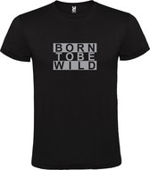 Zwart T shirt met print van " BORN TO BE WILD " print Zilver size XXXXXL