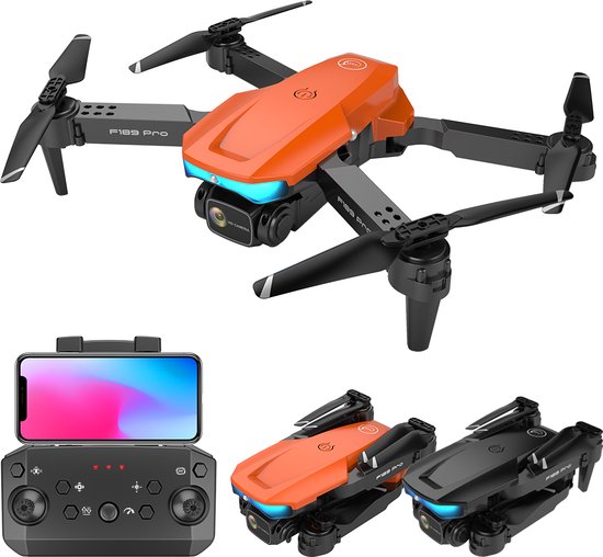 ZFR F189 PRO semi-professionele drone met 4K HD camera en GPS - 2 batterijen van elk ca. 20 minuten vliegtijd - Inclusief handige draadtas - Zwart of Oranje
