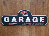 GARAGE Service & Repair - Open 24 hours - Metalen wandbord - 49x17 cm