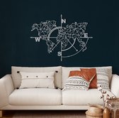 Wanddecoratie | Geometrische Wereldkaart / Geometric World Map  decor | Metal - Wall Art | Muurdecoratie | Woonkamer |Zilver| 117x91cm