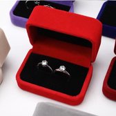RMtrade Trouwring doosje voor dubellen ring -fluweel - doosje - trouwen - ring - sieraden - ten huwelijk vragen - rood