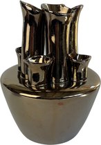 Tulpenvaas - Tulpenvaas goud/brons - Toetervaas goud/brons - Vaas met buizen - Gouden/bronsen vaas - Vaas voor tulpen - Piramide vaas