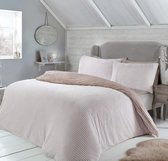 Sleepdown Geribbelde Sparkle Glitter Fleece Blush Roze Omkeerbaar Zacht Dekbedovertrek Quilt Beddengoed Set Met Kussenslopen - Super King (220cm x 260cm)