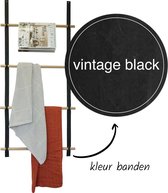 Wandladder 57cm  - Vintage Black Leer / rondhout |  by Handles and more & Woetwurm