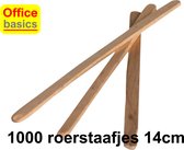 1000 Roerstaafjes - hout - 14cm lang