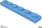 LEGO Plaat 1x6, 3666 Mediumblauw 50 stuks