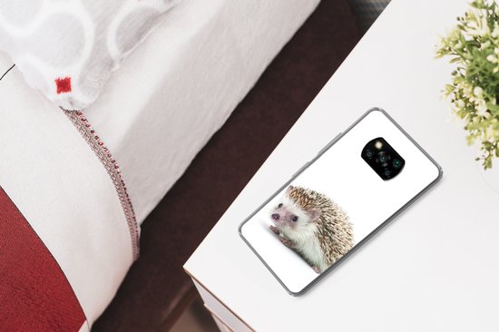 Telefoonhoesje Geschikt voor Xiaomi Geschikt voor Poco X3 NFC hoesje - Egel - Dieren - Wit - Siliconen Telefoonhoesje Telefoonhoesje