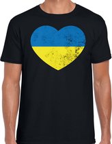 Oekraine hart t-shirt zwart heren - Oekraine protest/ demonstratie shirt met Oekraiense vlag S