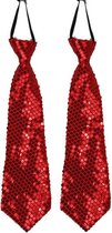 6x stuks rode pailletten stropdas 32 cm