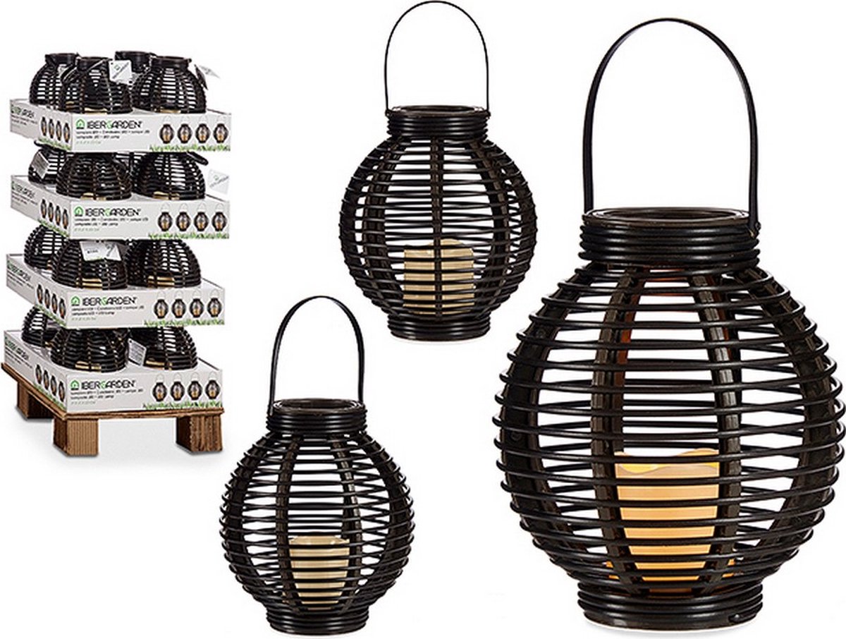 Lykta Kaars LED Bruin Plastic (21 x 25 x 21 cm)