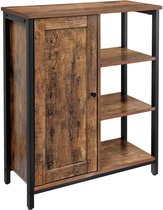 Vintage Kast - Opbergkast met deuren - Met meerdere planken - Woonkamer - Eetkamer - Kantoor - Keuken - Houten opbergkast met deur - Dressoir - Hout - Staal - LSC64BX