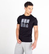 Het Dare2B Relic T-shirt met korte mouwen - heren - geribde kraag - grafisch - Zwart