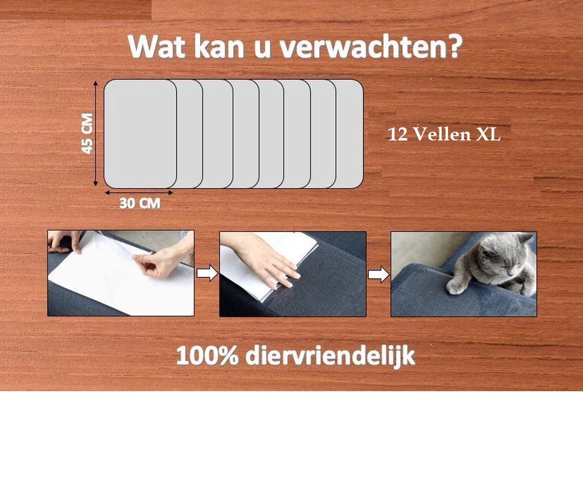 huisdieren meubelbescherming - 12 STUKS XL + Krabtape teststrip - EXTRA GROOT (45 x 30CM) - krab beschermer katten - anti krab katten - krabpaal - Bescherming tegen krabschade - antikrabben - bankbeschermer - bankbescherming thumbnail 4