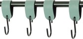 4x Leren S-haak hangers - Handles and more® | VAALGROEN - maat M (Leren S-haken - S haken - handdoekkaakje - kapstokhaak - ophanghaken)