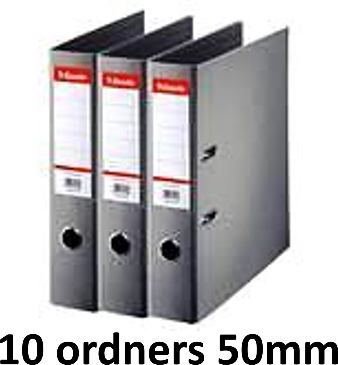 10 x Esselte Ordner Basic - rug 50mm - A4 - Grijs