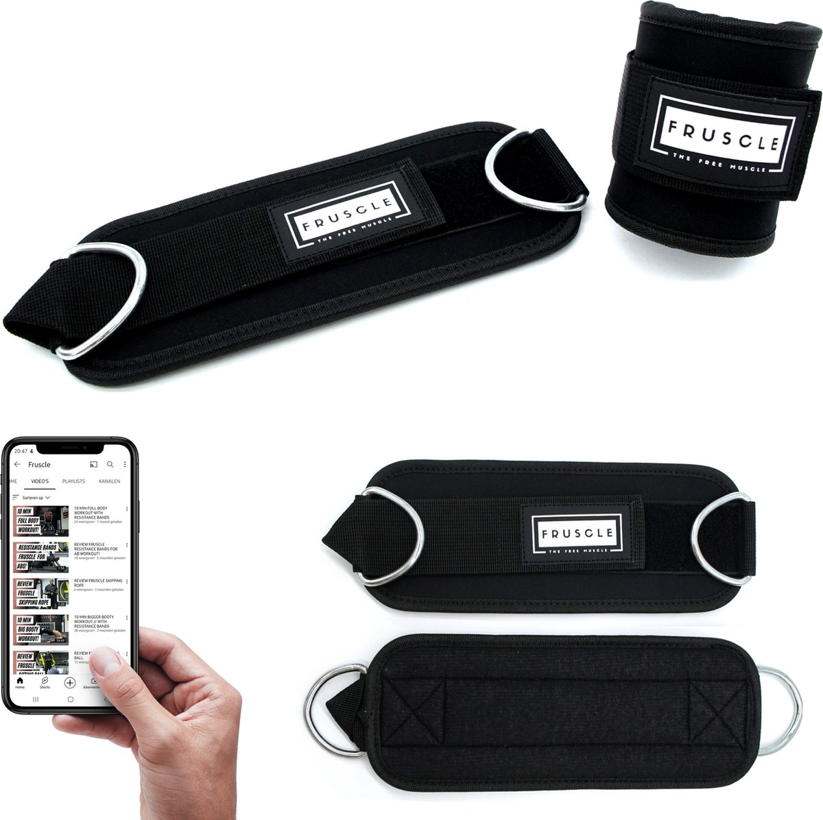 Fruscle® 2 Stuks Enkelband Fitness – Ankle Cuff Strap – Kabelmachine - Sport Beenband – Enkel straps