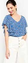 LOLALIZA Blouse met bloemenprint - Blauw - Maat 44