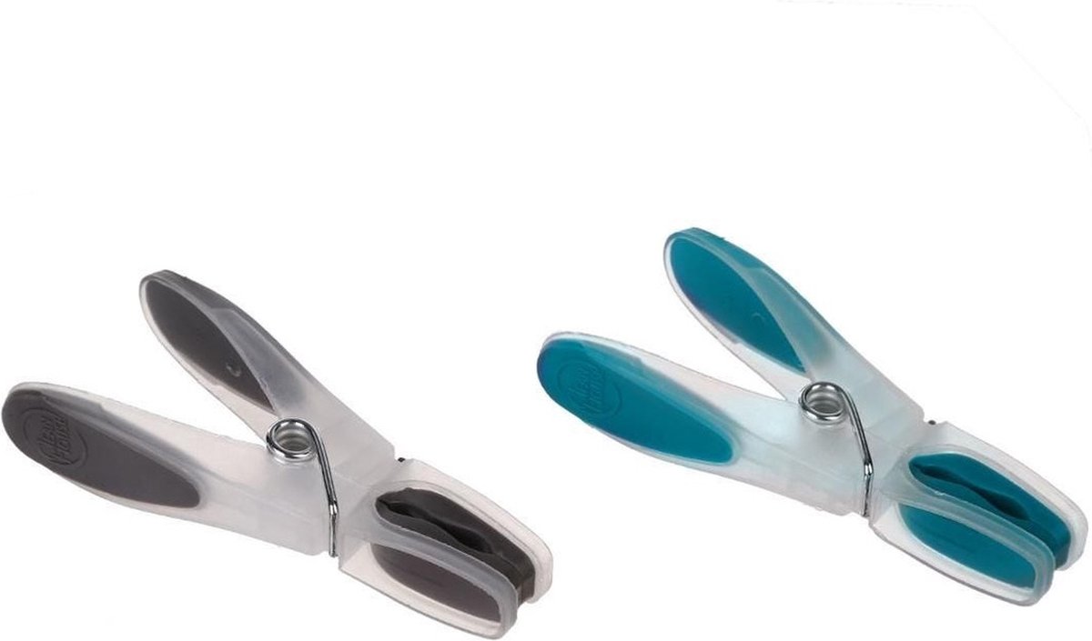 Goedkoopste 5Five wasknijpers - 48x stuks - grijs en blauw - 8 cm - van kunststof - Was ophangen - Was knijpers