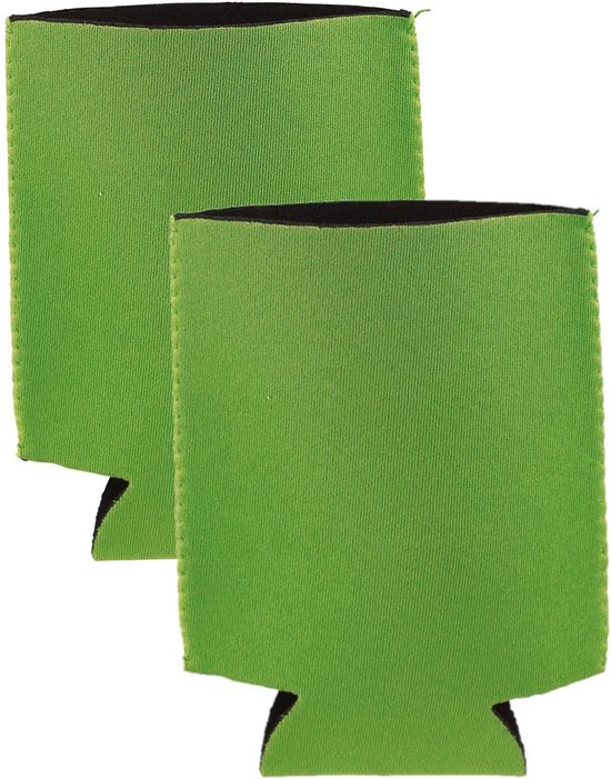 2x blikjes koeler - koelhoud hoesje - bierblik hoesje - groen - Frisdrank/bier blikjes koel houden