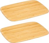 2x Stuks snijplank rechthoek 28 x 25 cm van bamboe hout - Serveerplank - Broodplank