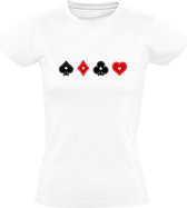 Poker Casino Suits | Dames T-shirt | Wit | Cards | Kaarten | Kaartspel | Gokken | Blackjack