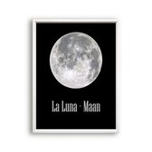 Schilderij  Maan La Luna Zwart - Minimalistisch / Motivatie / Teksten / 50x40cm